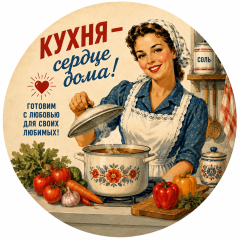 Пазл Алма деревянный круглый 142 детали. Винтажная коллекция. Кухня -сердце дома