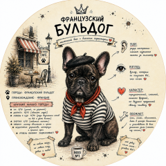 Пазл Алма деревянный круглый 142 детали. Собаки. Французский бульдог