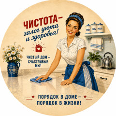 Пазл Алма деревянный круглый 142 детали. Винтажная коллекция. Чистота - залог уюта