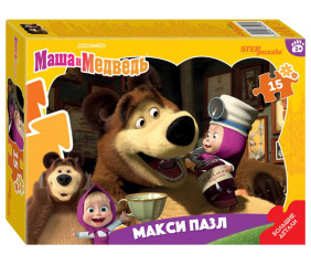 Пазл макси Step puzzle 15 деталей: Маша и Медведь (контурный)
