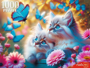 Пазл Рыжий Кот 1000 деталей: Котята и бабочки
