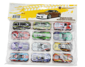 Набор инерционных машинок 12 шт,  масштаб 1:64