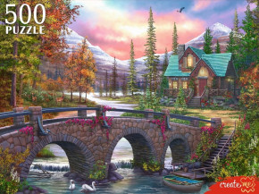 Пазл Рыжий Кот 500 деталей: Волшебный домик в горах (УЦЕНКА)