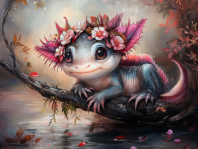 Пазл Алма деревянный 500 деталей. Дикие и симпатичные. Волшебный аксолотль