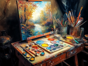 Картина интерьерная на стену, постер Стол художника