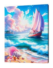 Картина по номерам на подрамнике Рыжий Кот: Яхта на берегу
