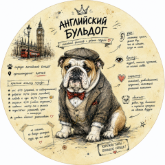 Пазл Алма деревянный круглый 142 детали. Собаки. Английский бульдог