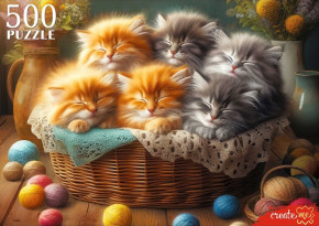 Пазл Рыжий Кот 500 деталей: Спящие котята
