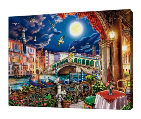 Картина по номерам на подрамнике Рыжий Кот: Вечернее кафе в Венеции