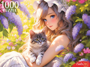 Пазл Рыжий Кот 1000 деталей: Девушка с котенком