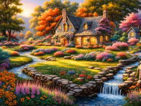 Пазл деревянный Алма 500 деталей Сказочные домики. Дом у слияния ручьев