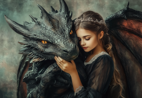 Пазл деревянный Алма ПРЕМИУМ 1000 деталей. Сказочный мир. Девушка и черный дракон