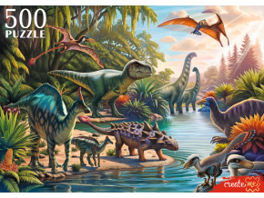 Пазл Рыжий Кот 500 деталей: Яркие динозавры
