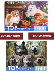 Набор Рыжий Кот 1000 деталей: Семейству псовых (волки и собаки), 2 шт