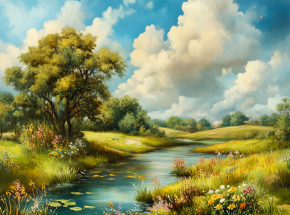 Картина интерьерная на стену, постер. У ручья