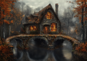 Пазл деревянный Алма 1000 деталей Сказочные домики. Каменный мост