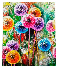 Алмазная мозаика с подрамником Рыжий Кот: Разноцветные одуванчики (полное заполнение)