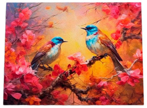 Алмазная мозаика с подрамником Рыжий Кот: Птицы на ветке (полное заполнение)