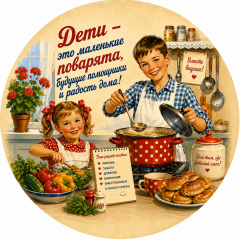 Пазл Алма деревянный круглый 142 детали. Винтажная коллекция. Поварята