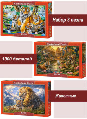 Набор Castorland 1000 деталей: Дикие кошки, 3 шт