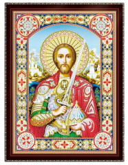 Алмазная мозаика с подрамником Рыжий Кот: Икона Святого Александра Невского (частичное заполнение)