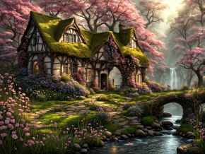 Пазл деревянный Алма 500 деталей Сказочные домики. Дом у водопада