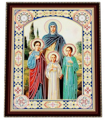 Алмазная мозаика с подрамником Рыжий Кот: Вера, Надежда, Любовь и мать их София (частичное заполнение)