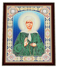 Алмазная мозаика с подрамником Рыжий Кот: Икона Матроны Московской (частичное заполнение)