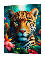 Картина по номерам на подрамнике Рыжий Кот: Леопард в джунглях