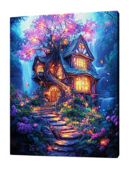 Картина по номерам на подрамнике Рыжий Кот: Сказочный домик в лесу