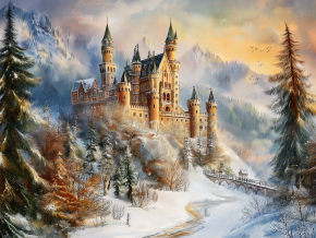 Картина интерьерная на стену, постер Зима в замке