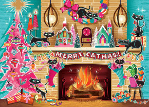 Пазл Cobble Hill 500 деталей: Счастливого кошачьего Рождества!