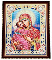 Алмазная мозаика с подрамником Рыжий Кот: Икона Божией Матери (частичное заполнение)