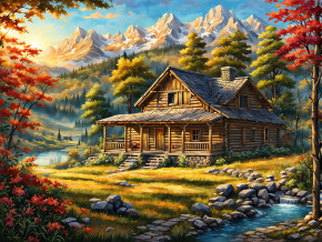 Пазл деревянный Алма 500 деталей Волшебство природы. Коттедж в горах