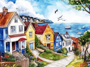 Пазл Алма деревянный 500 деталей. Города и страны. Море красок