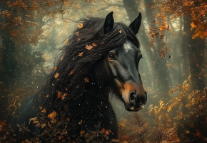 Пазл деревянный Алма ПРЕМИУМ 1000 деталей. Лошади. Лошадь и золото осени