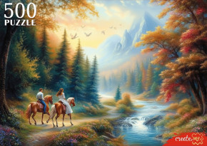 Пазл Рыжий Кот 500 деталей: Пара на лошадях в горах