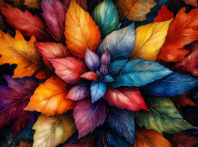 Картина интерьерная на стену, постер. Разноцветные листья