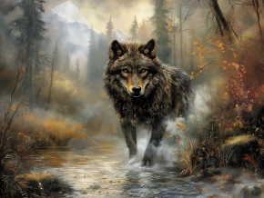 Пазл Алма деревянный 500 деталей. Дикие и симпатичные. Волк в тумане