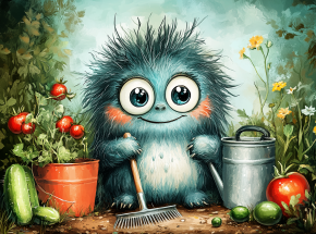 Картина интерьерная на стену, постер. Монстр и огород