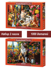 Набор Castorland 1000 деталей: Кошка и озорные котята, 2 шт