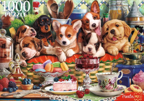 Пазл Рыжий Кот 1000 деталей: Щенки в корзине