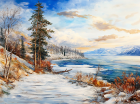 Картина интерьерная на стену, постер. Зима в Карелии