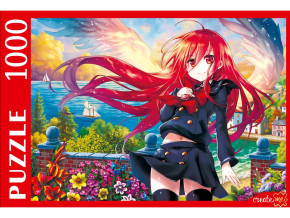 Пазл Рыжий Кот 1000 деталей: Красивая аниме девушка