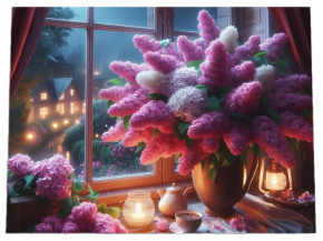 Алмазная мозаика с подрамником Рыжий Кот: Вечерний натюрморт (полное заполнение)