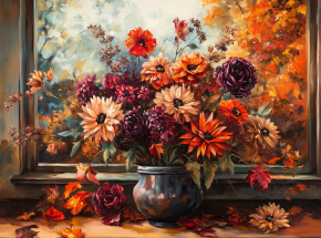 Картина интерьерная на стену, постер. Красный букет