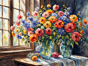 Пазл деревянный Алма 500 деталей Цветы и натюрморты. Букет у окна