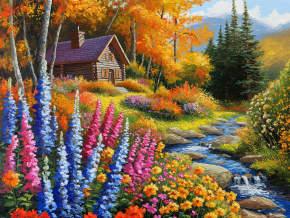 Пазл Алма деревянный 500 деталей. Волшебство природы. Домик в цветущем краю