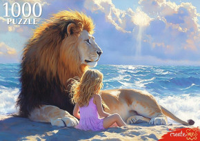 Пазл Рыжий Кот 1000 деталей: Девочка и лев
