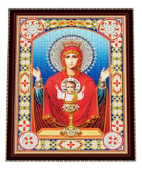 Алмазная мозаика с подрамником Рыжий Кот: Икона Богородицы Неупиваемая Чаша (частичное заполнение)